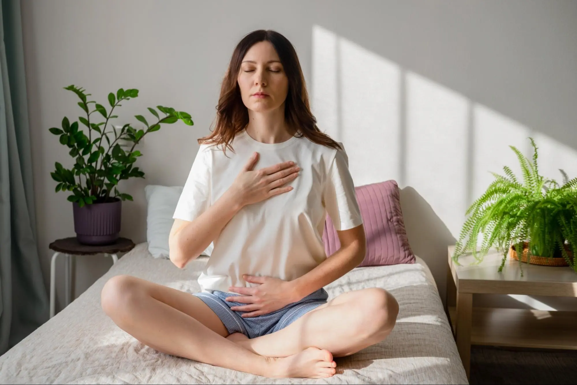 Breathing mindfully during yoga
